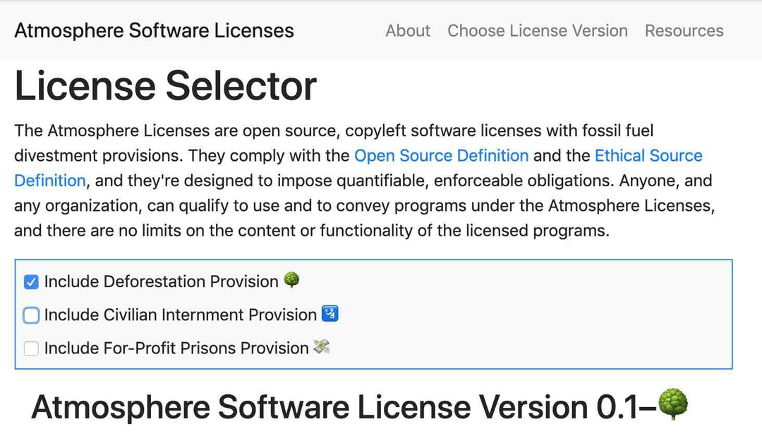 Open source software licenses with fossil fuel divestment provisions