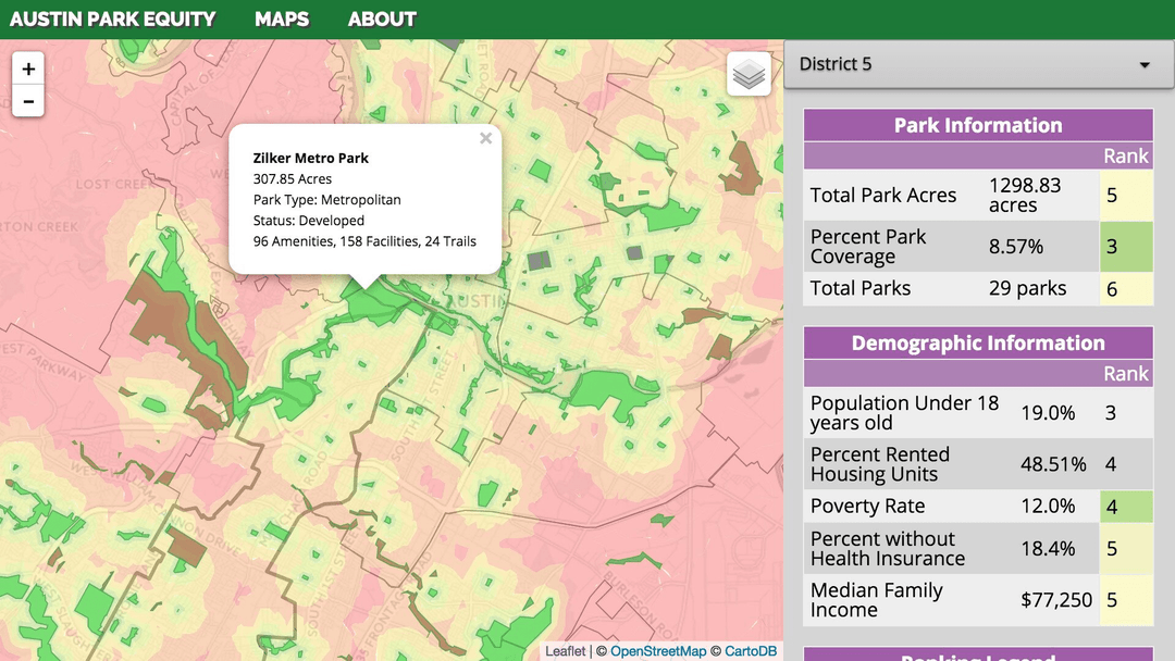 Austin Park Equity is an open-source project that aims to increase equitable park access. Our maps help visualize how Austin's park resources are distributed throughout the City of Austin.